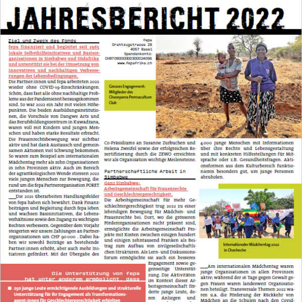 Titelblatt des Jahresberichts 2022